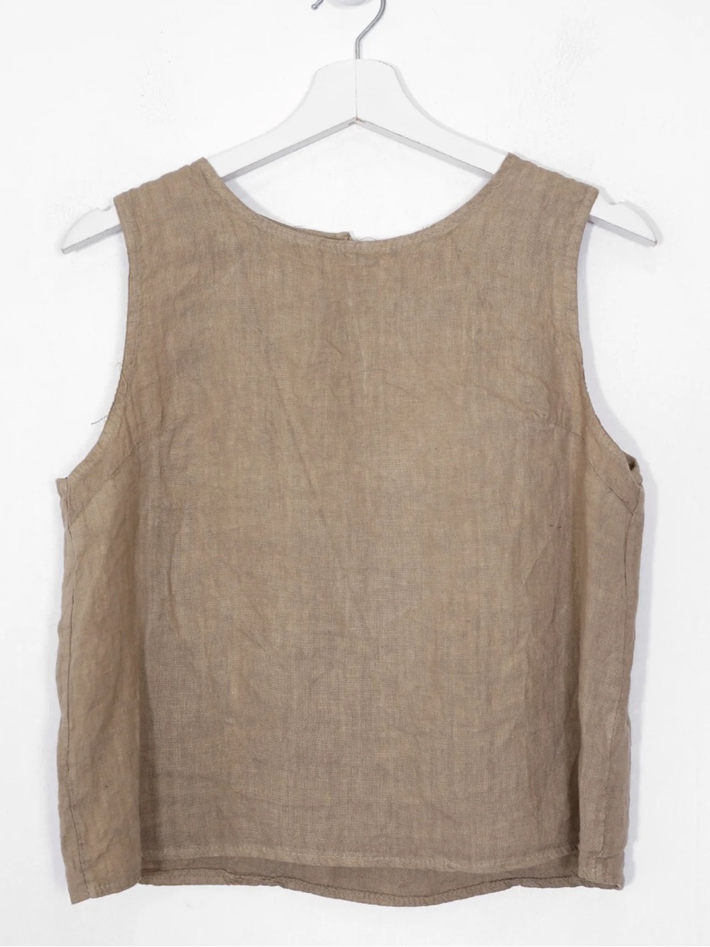 Italian Linen Sleeveless Tank Top - Taupe
